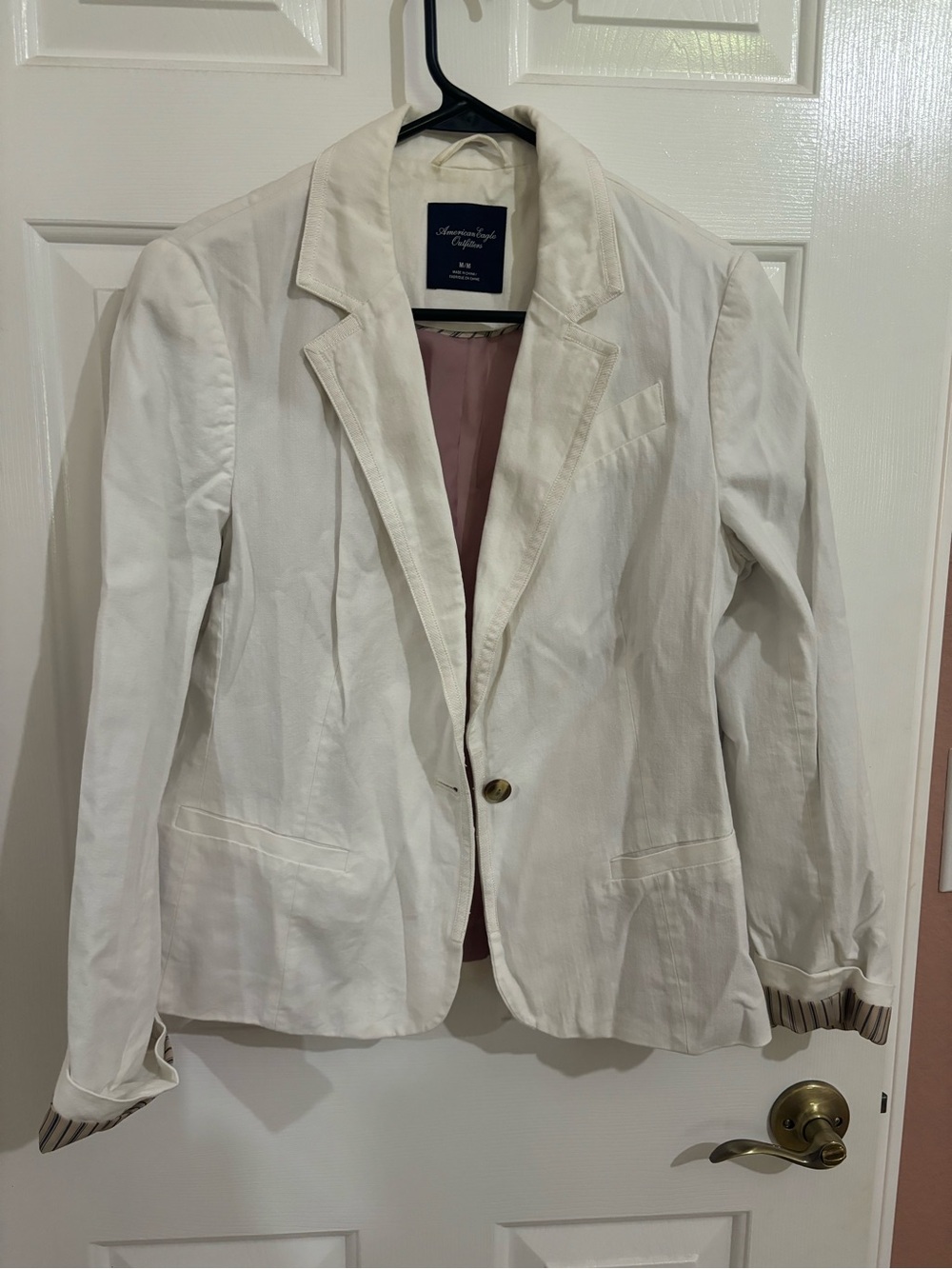 American Eagle White Cotton Blazer